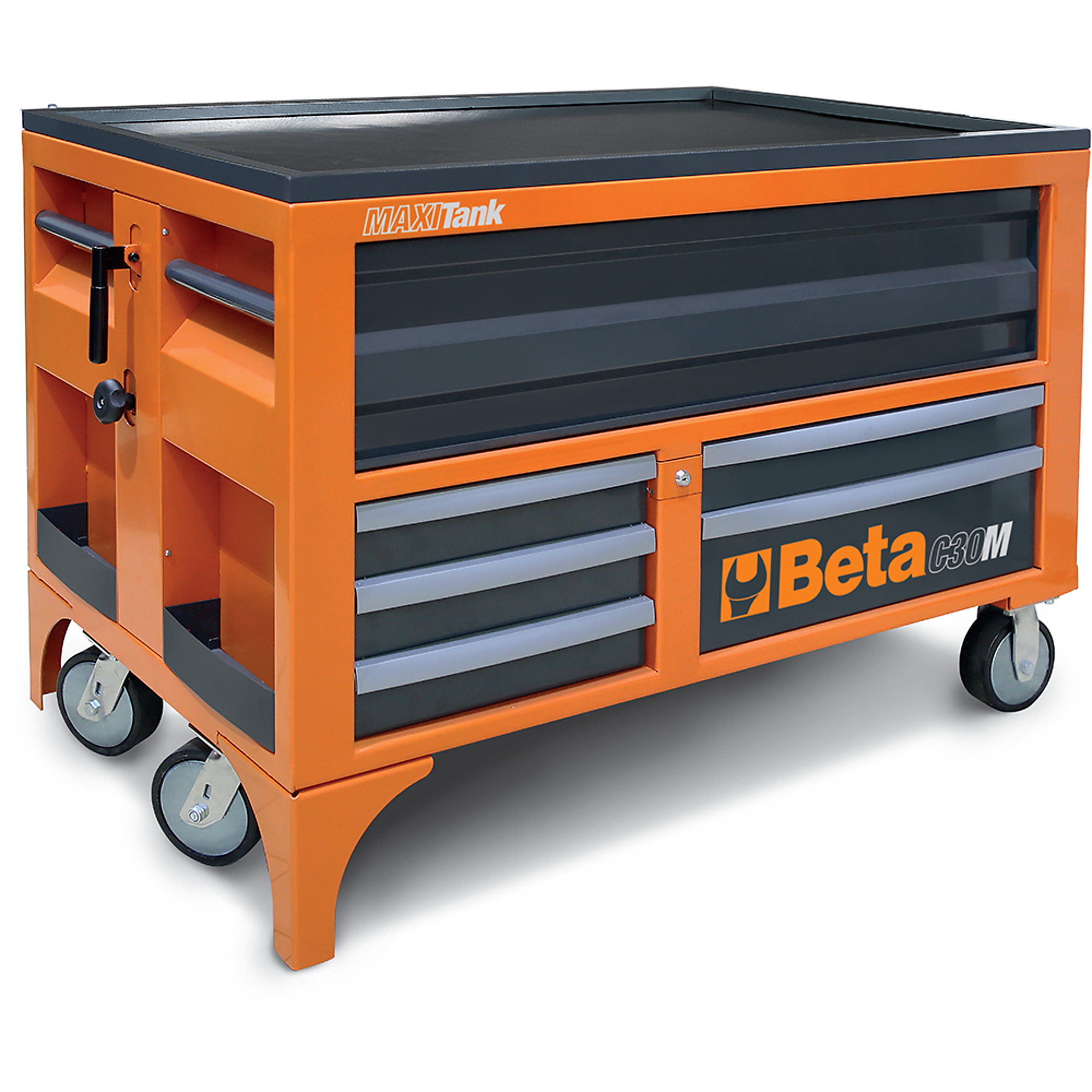 Beta, Maxi Tank 10-Drawer Mobile Rolling Workbench, Width 51.19 in, Height 35.44 in, Color Orange, Model# C30M